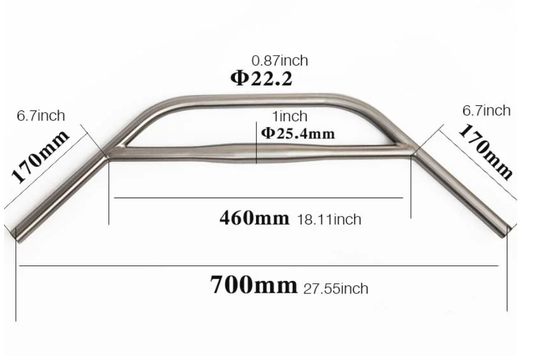TITANIUM Bicycle pure titanium handlebars 25.4mm